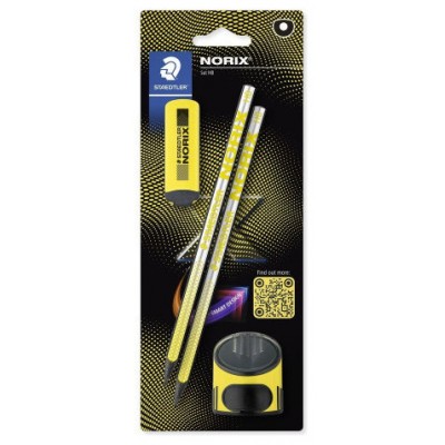 BLISTER CON 2 L&Aacute;PICES DE GRAFITO NORIX HB, AFILAL&Aacute;PICES Y GOMA AMARILLO STAEDTLER 181 SBK2-1 (Espera 4 dias)